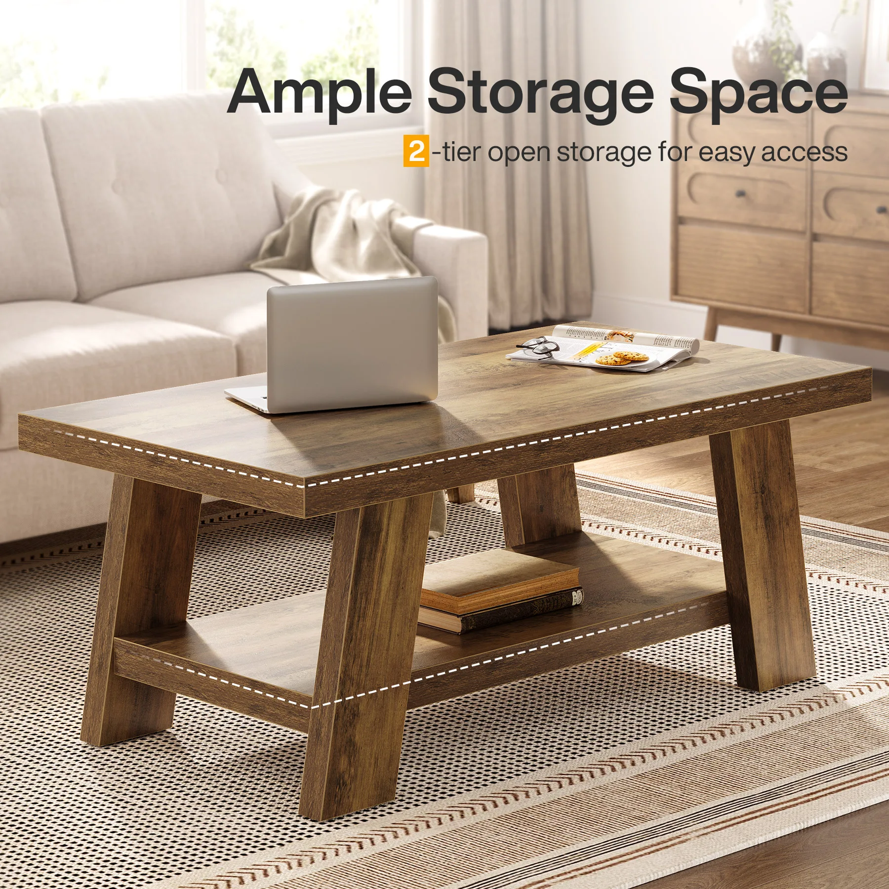 Rectangular Garden Tables in Natural Wood